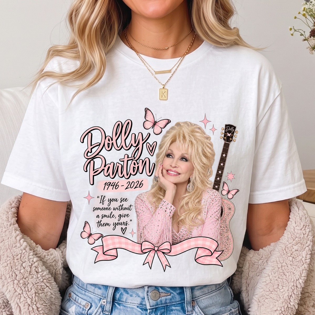 Dolly Memorial TEES (pastel pink butterfly)