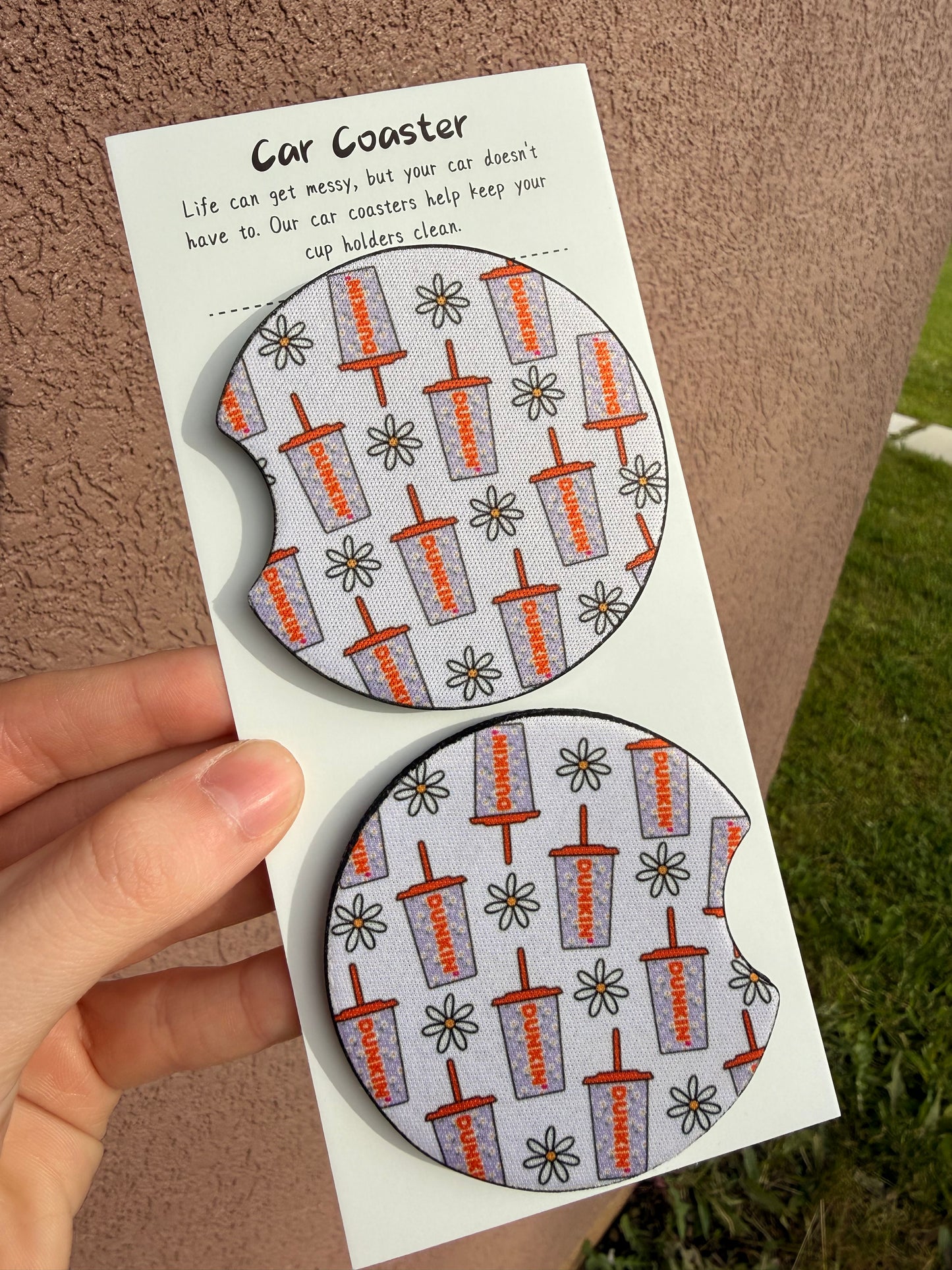 Dunkin car coasters