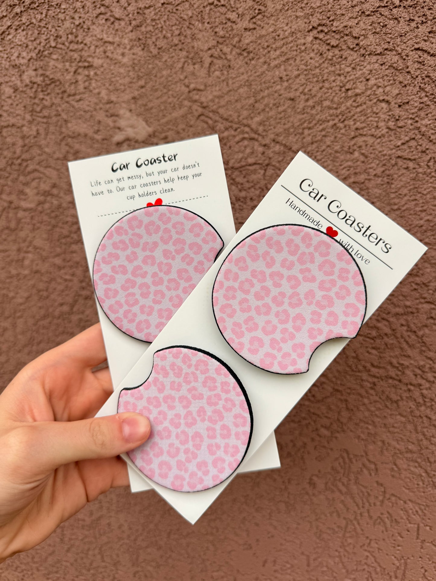 Pastel Cheetah Car Coasters