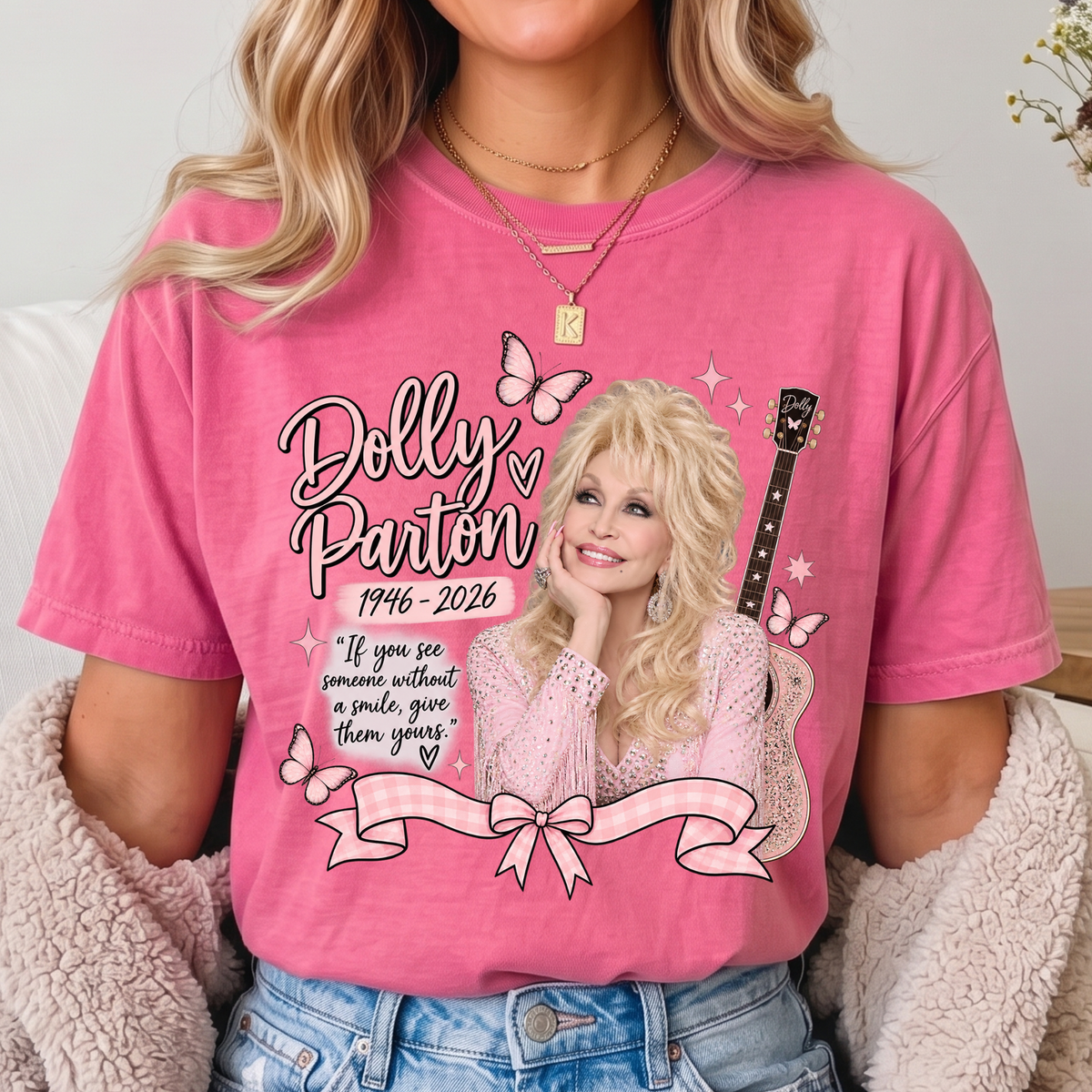 Dolly Memorial TEES (pastel pink butterfly)