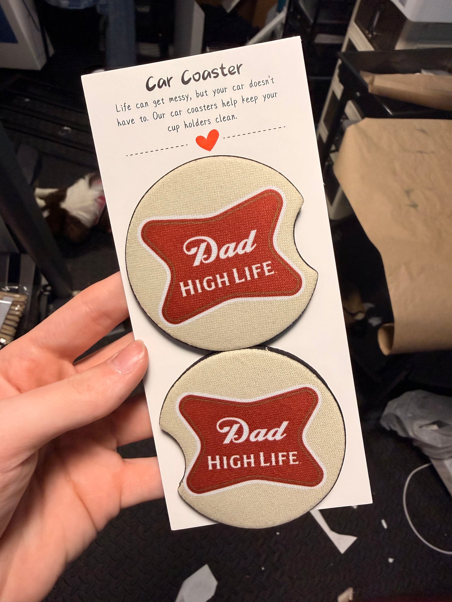 Dad High Life Car Coasters