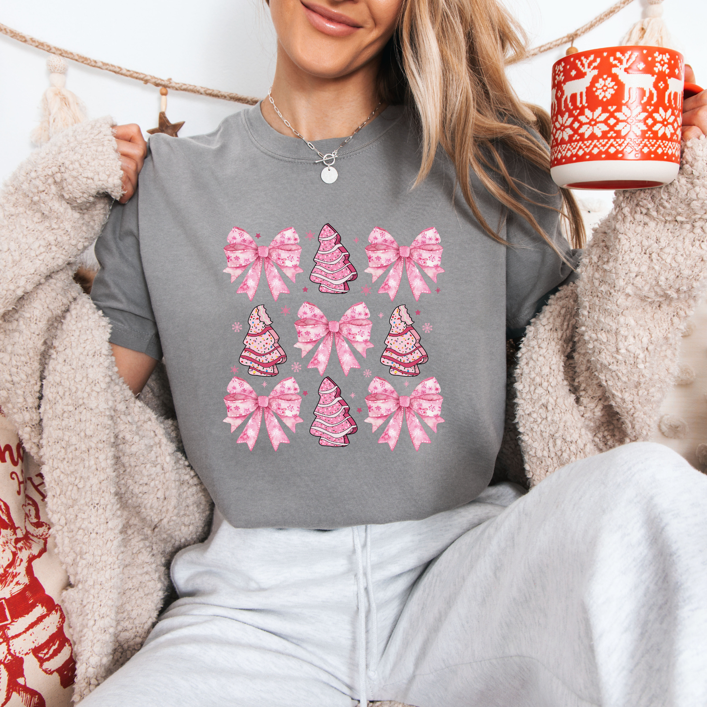 Pink Christmas + Bows Tees + Crews