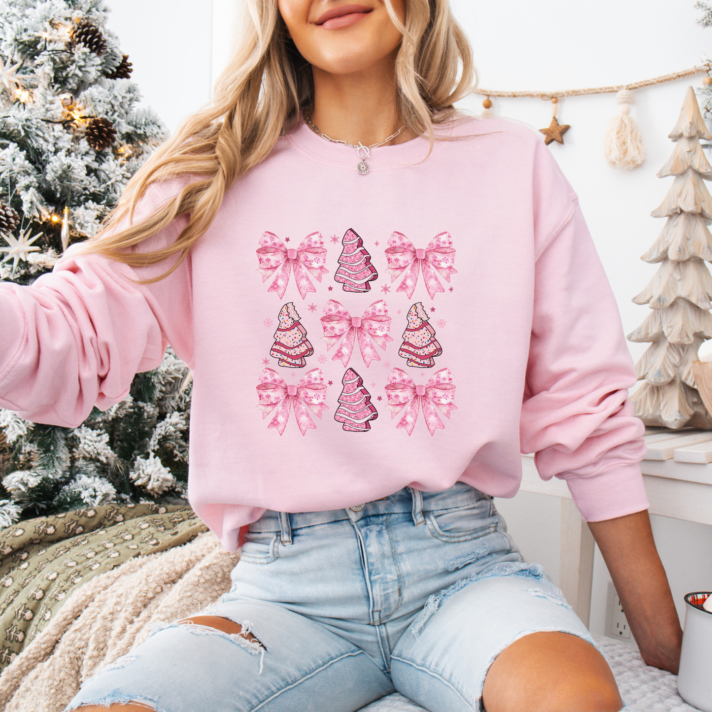 Pink Christmas + Bows Tees + Crews