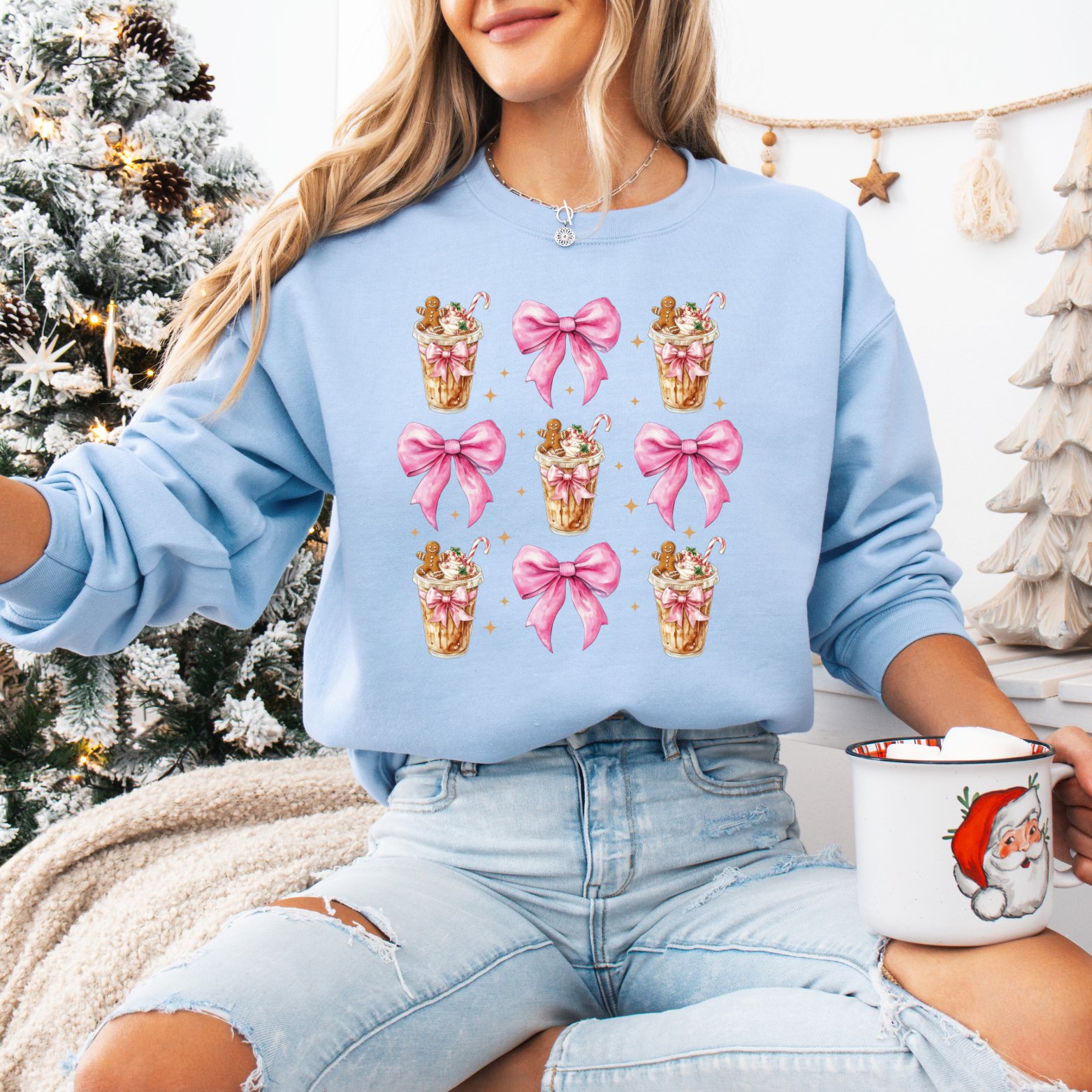 Bows + Coffee Christmas Tees + Crews