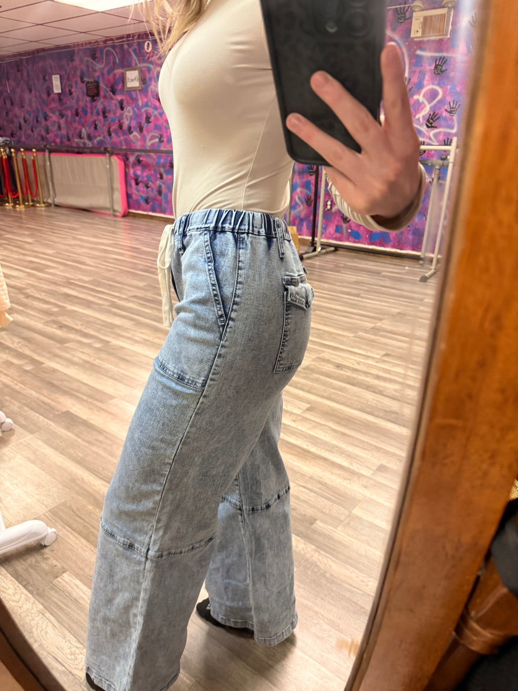 “Ashleigh Jeans” Drawstring High Waist Jeans