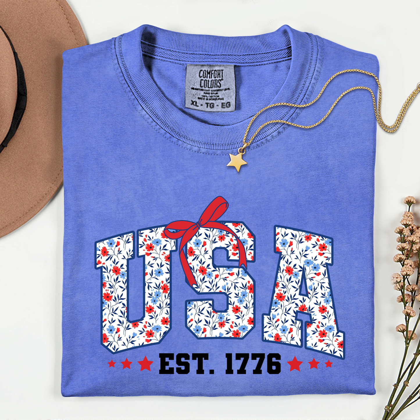 USA Floral Tees