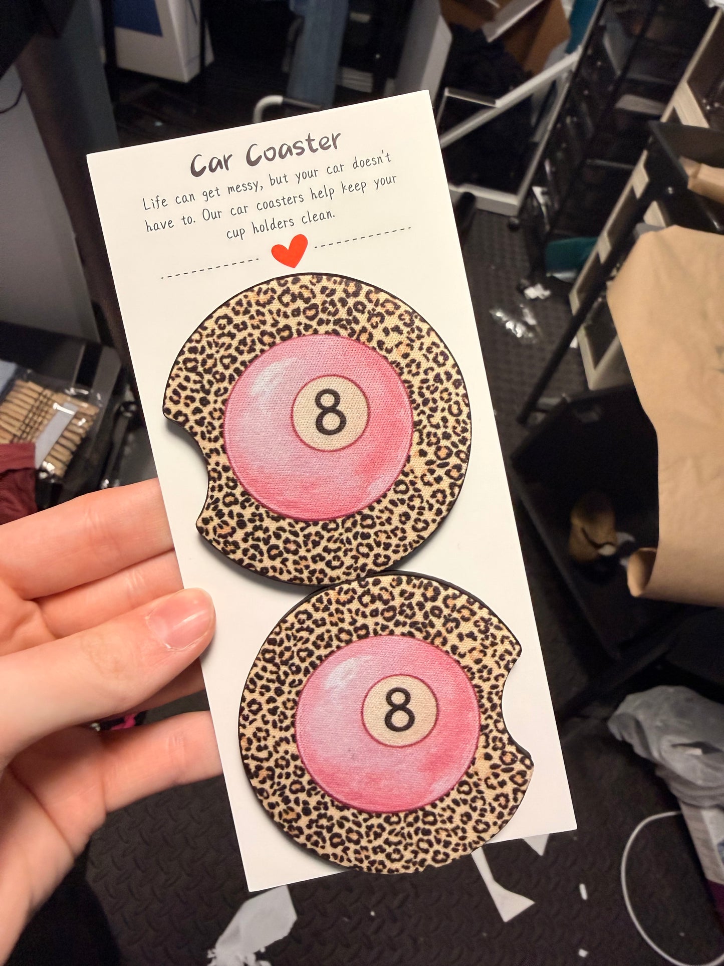 Cheetah 8 Ball Car Coasters