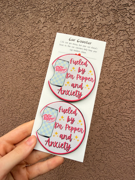 Dr. Pepper + Anxiety Car Coasters