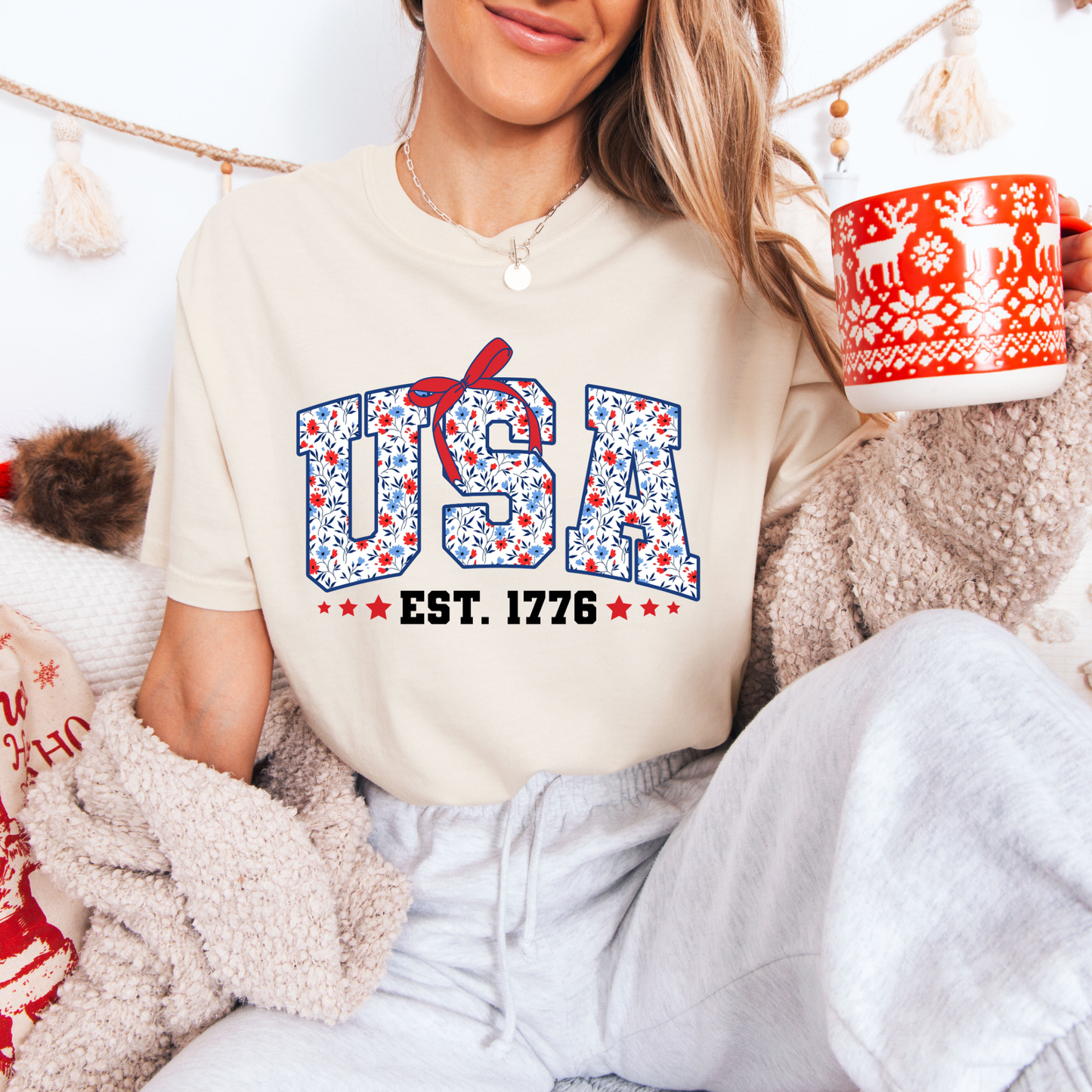 USA Floral Tees
