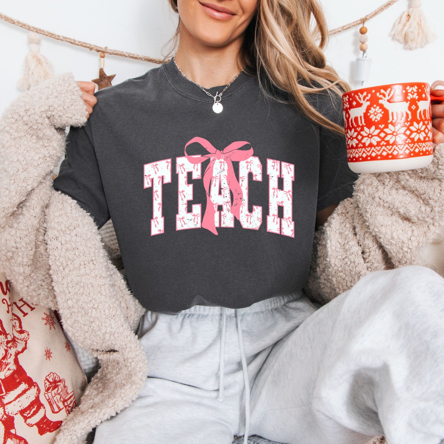 Pink Floral Teach Tees + Crews