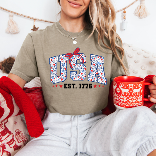 USA Floral Tees
