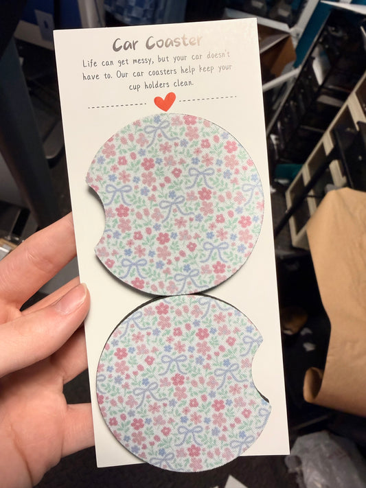 Pastel Floral Car Coasters
