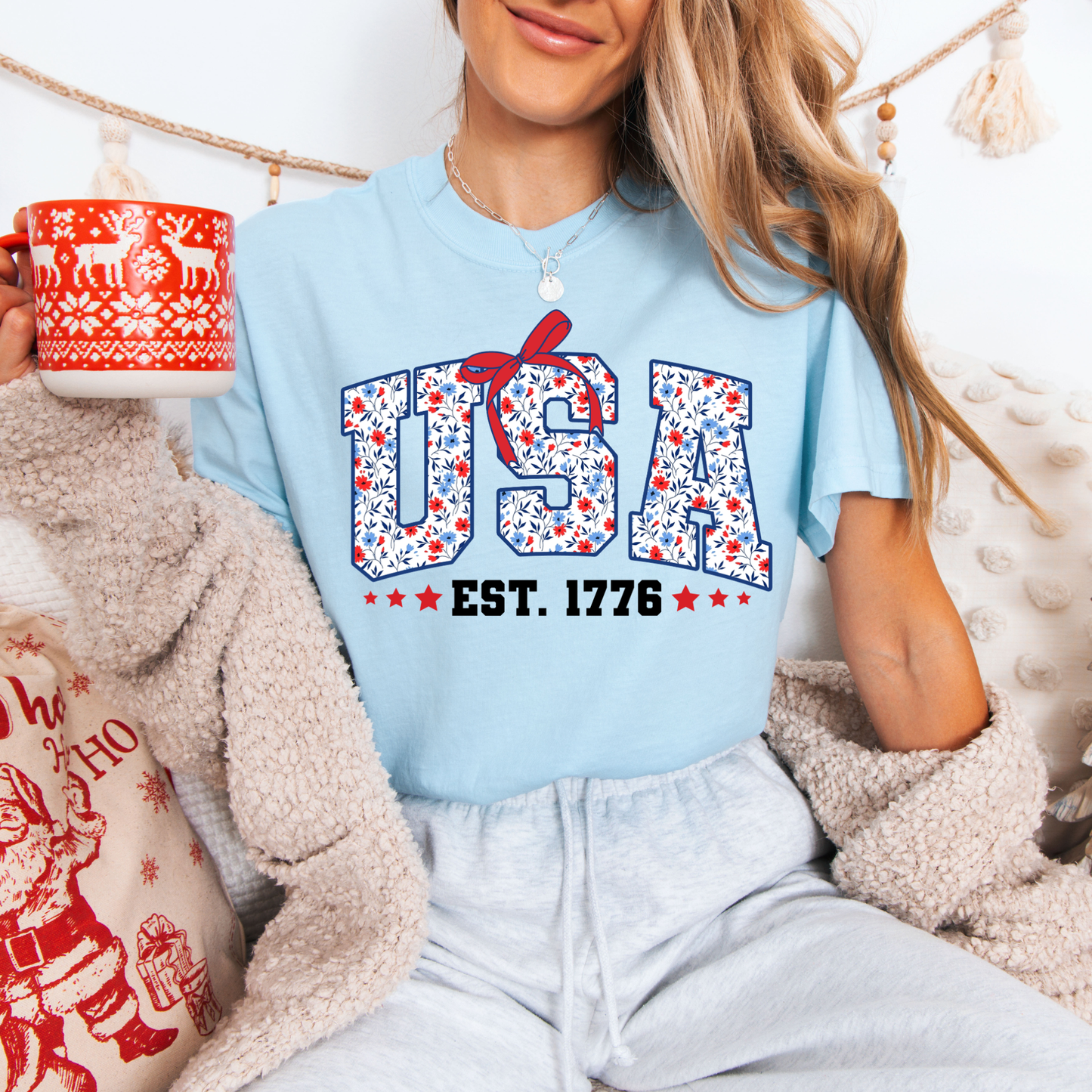 USA Floral Tees