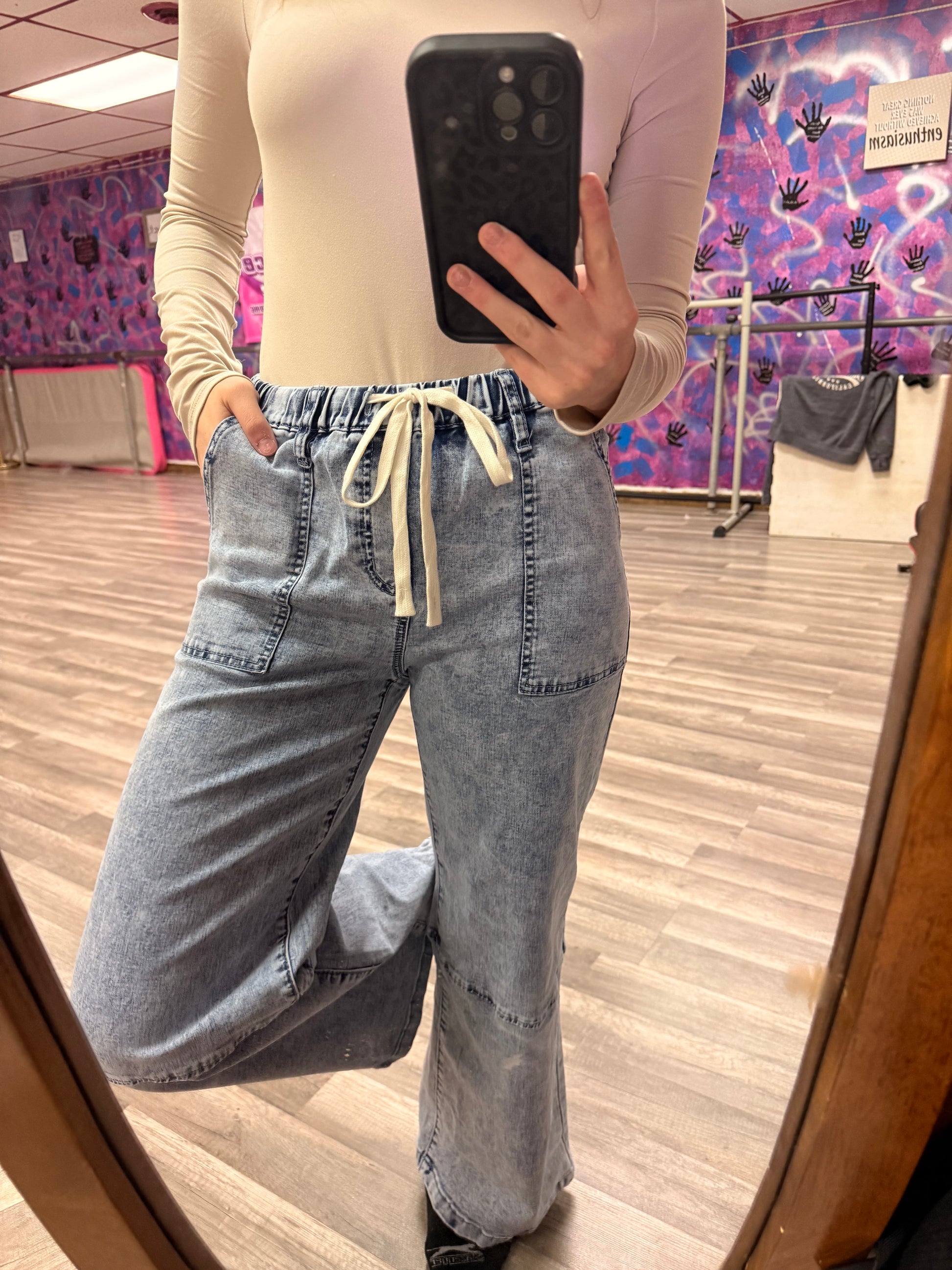 “Ashleigh Jeans” Drawstring High Waist Jeans