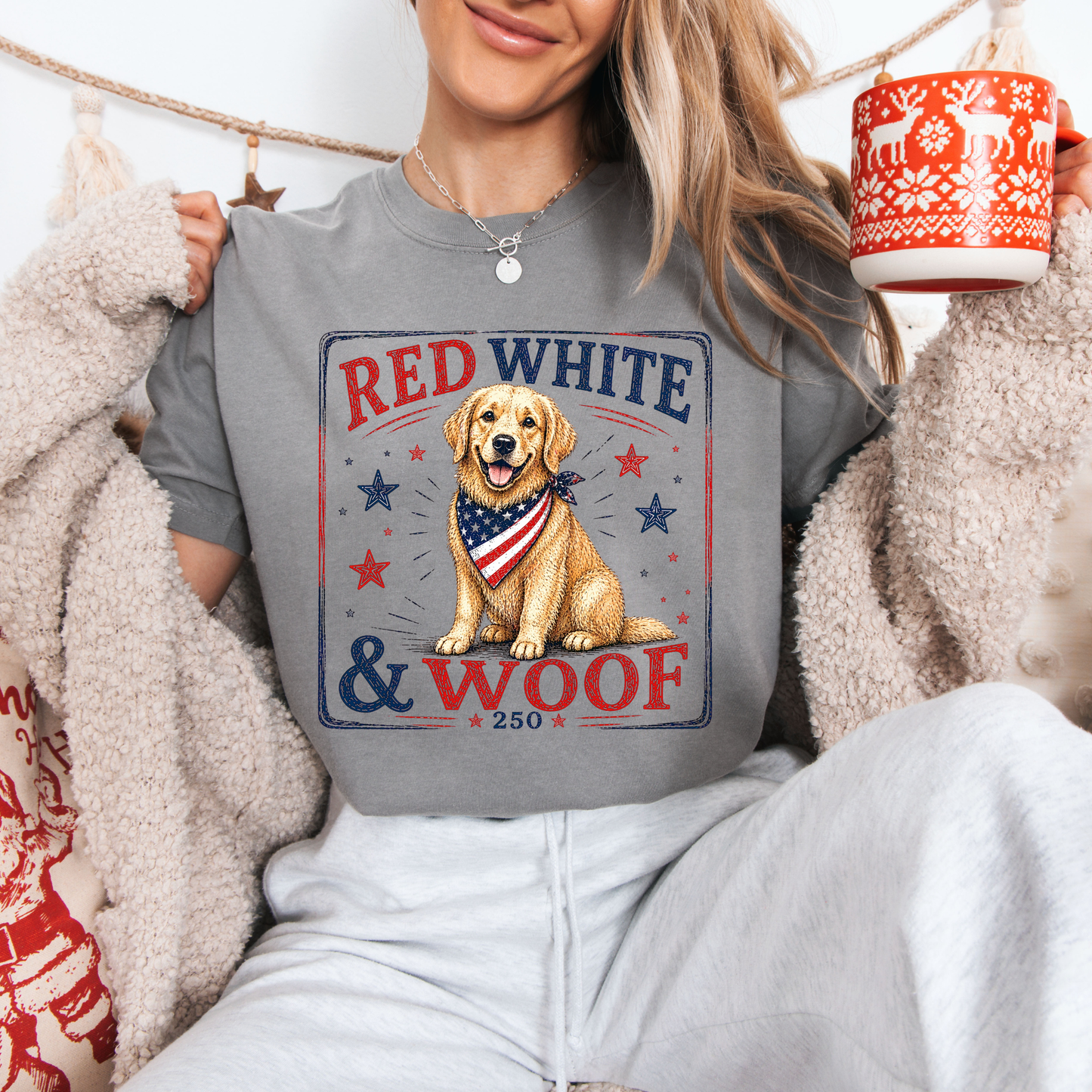 Red White + Woof Tees