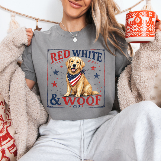 Red White + Woof Tees