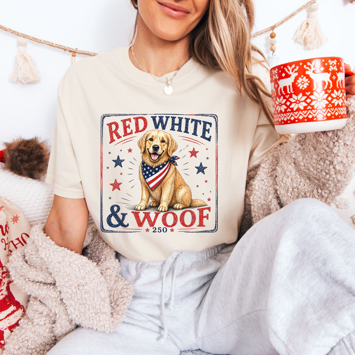 Red White + Woof Tees