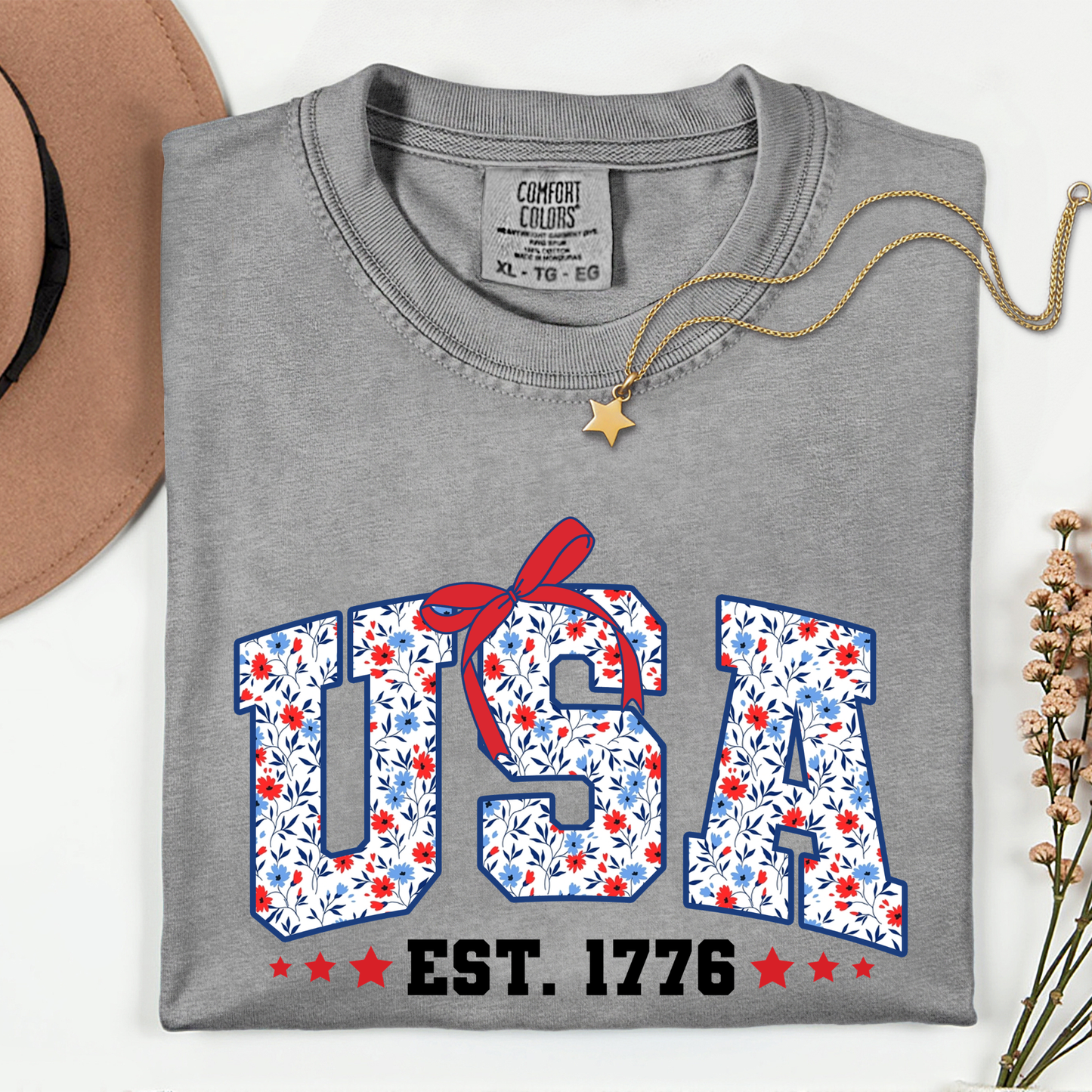 USA Floral Tees