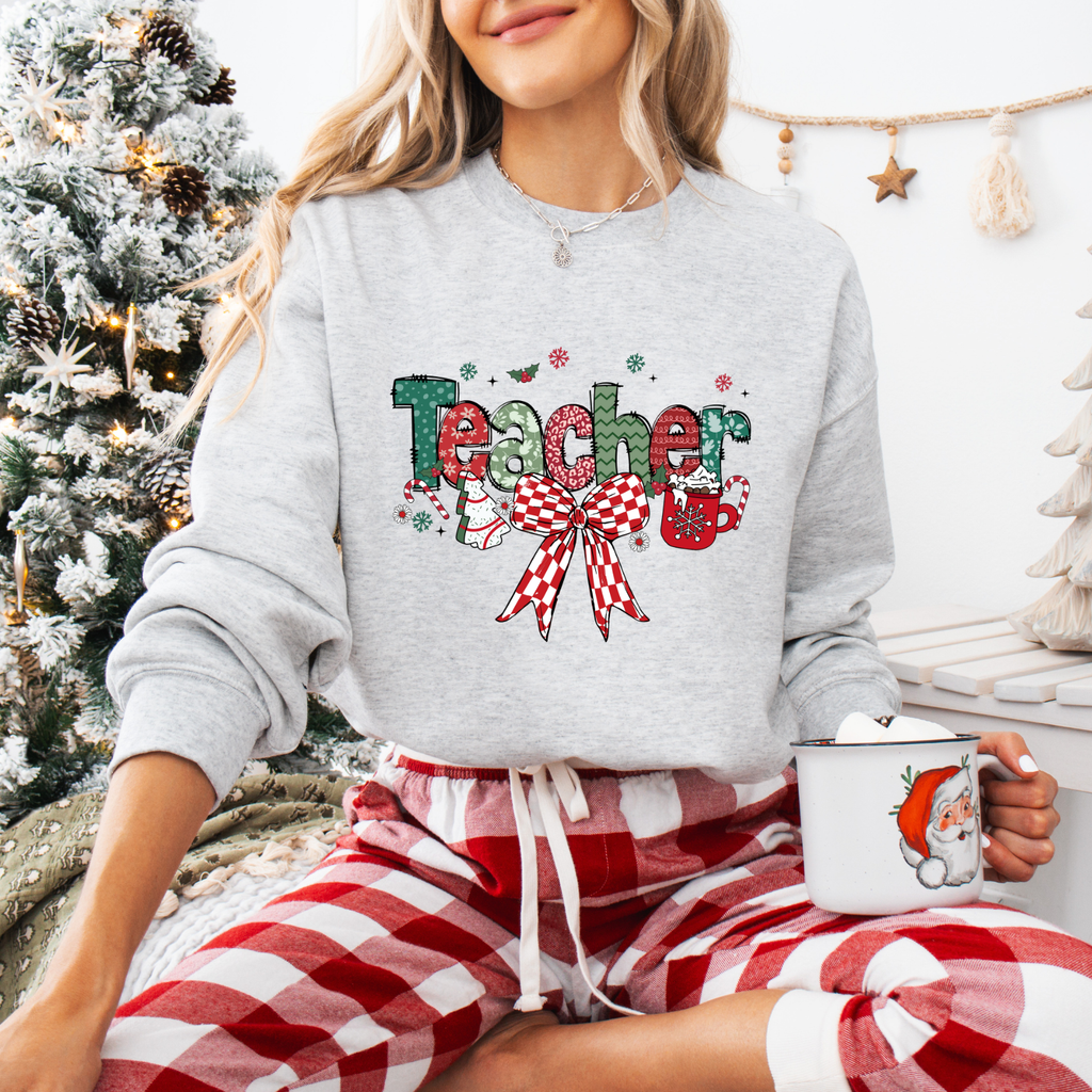 Christmas Teacher + Bow Tees + Crews