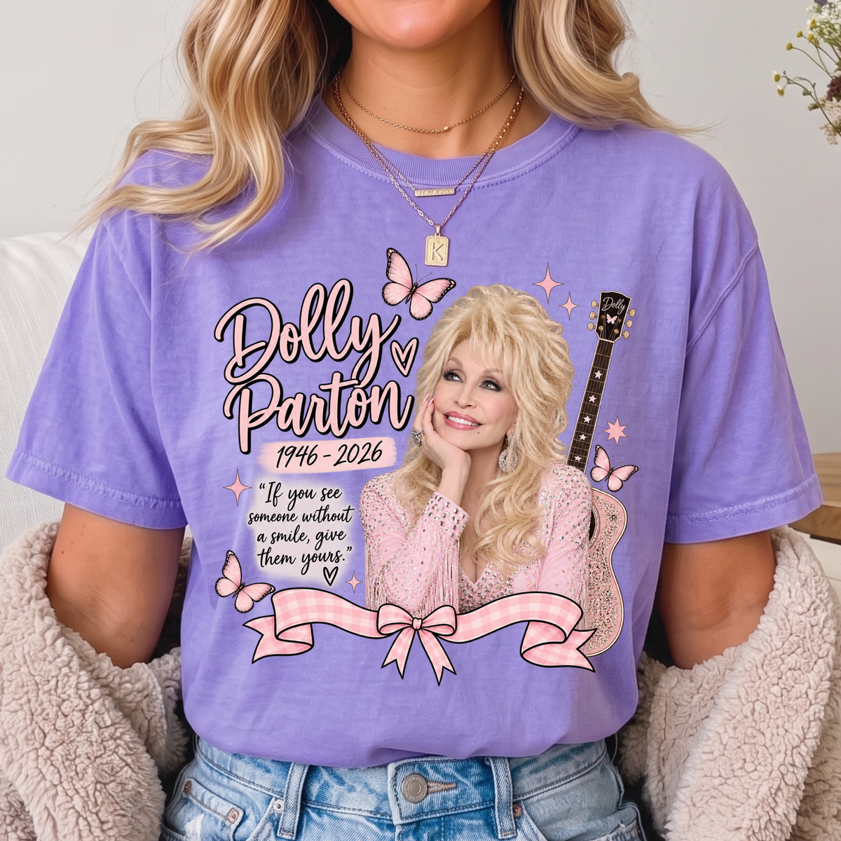 Dolly Memorial TEES (pastel pink butterfly)