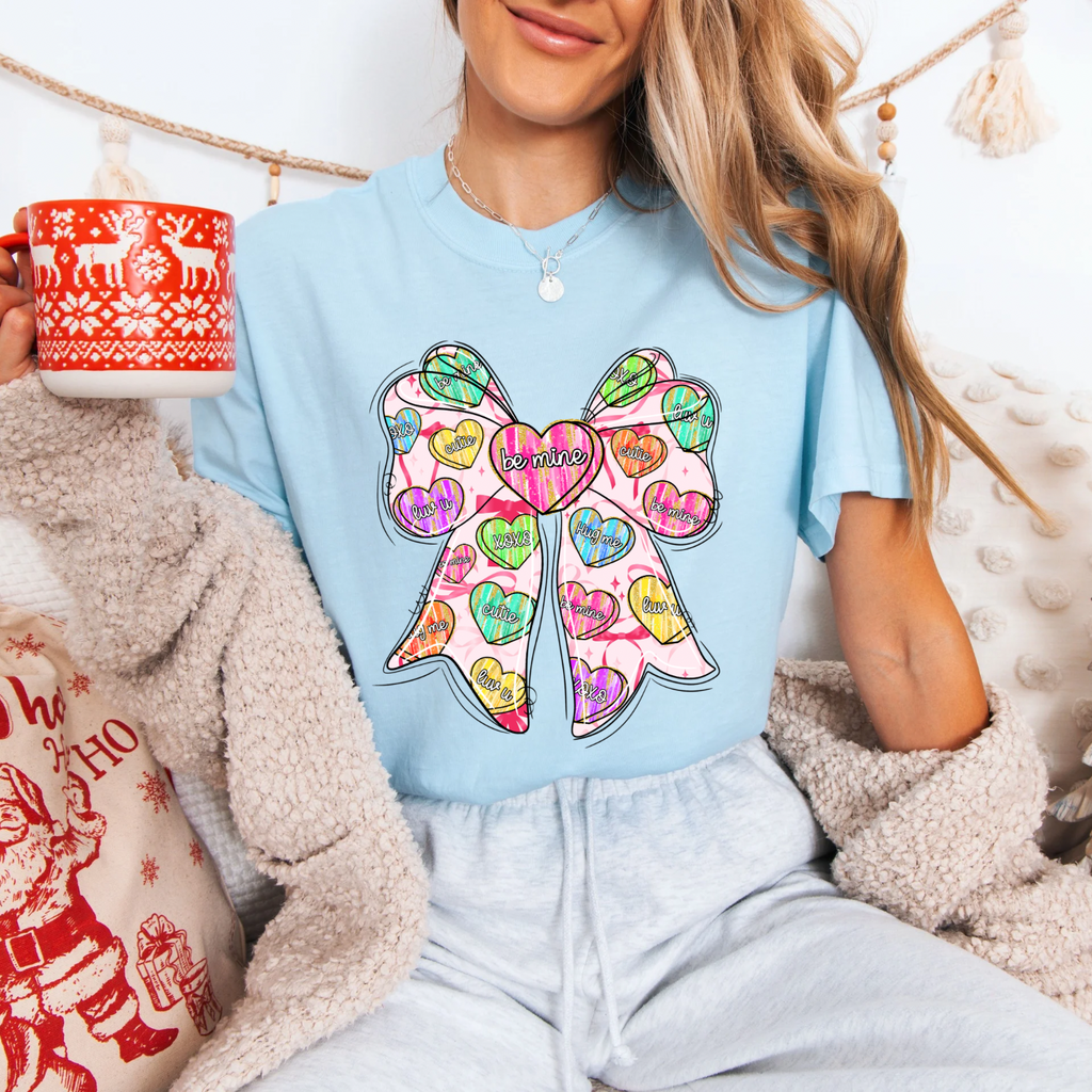 Be Mine Candy Heart Tees + Crews