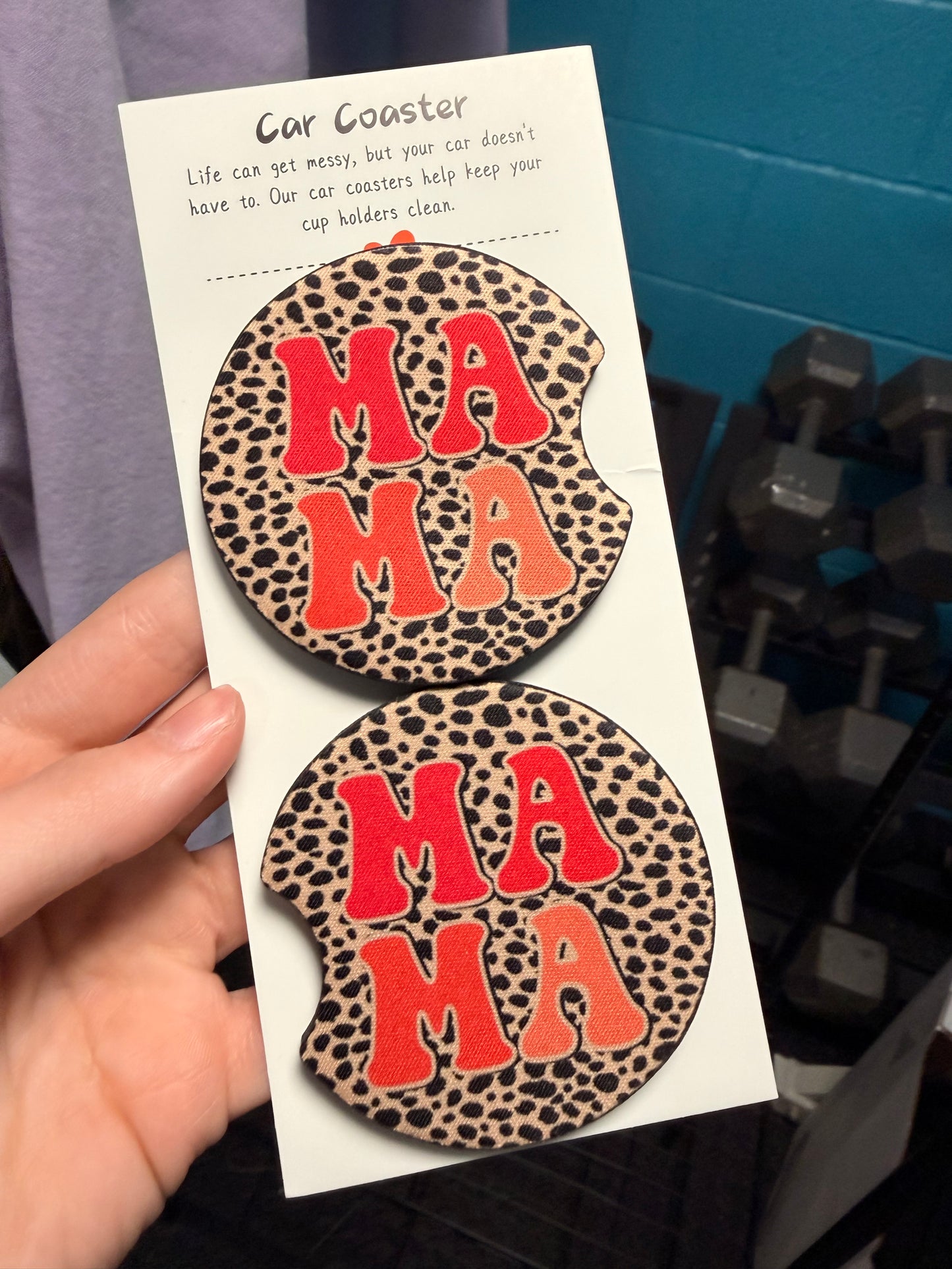 Mama Leopard Dots Car Coasters