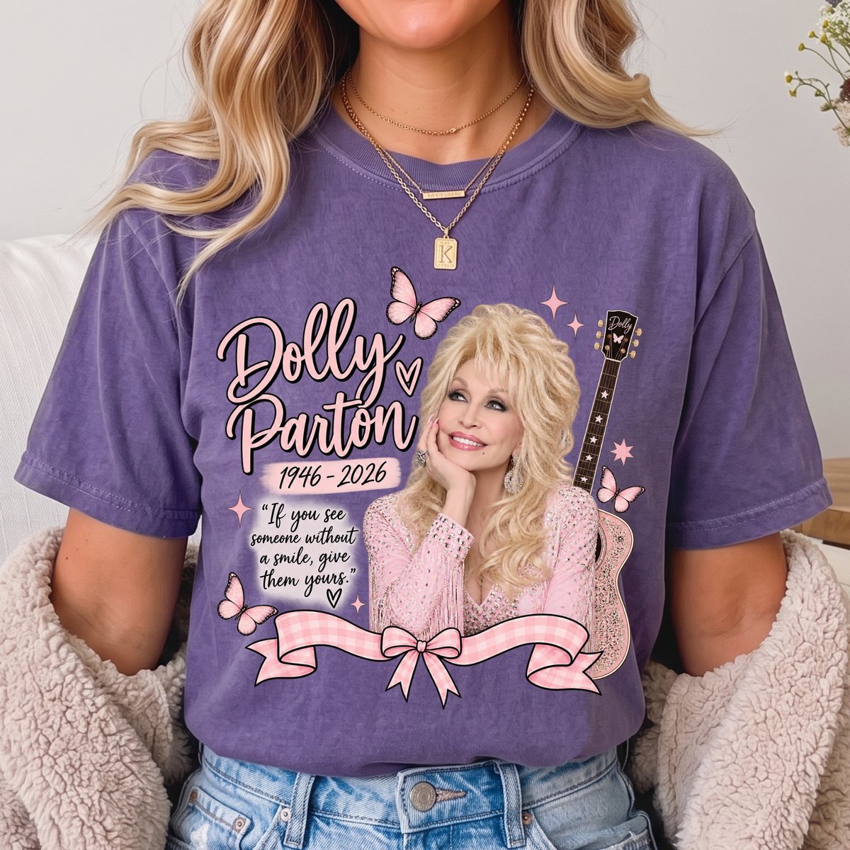Dolly Memorial TEES (pastel pink butterfly)