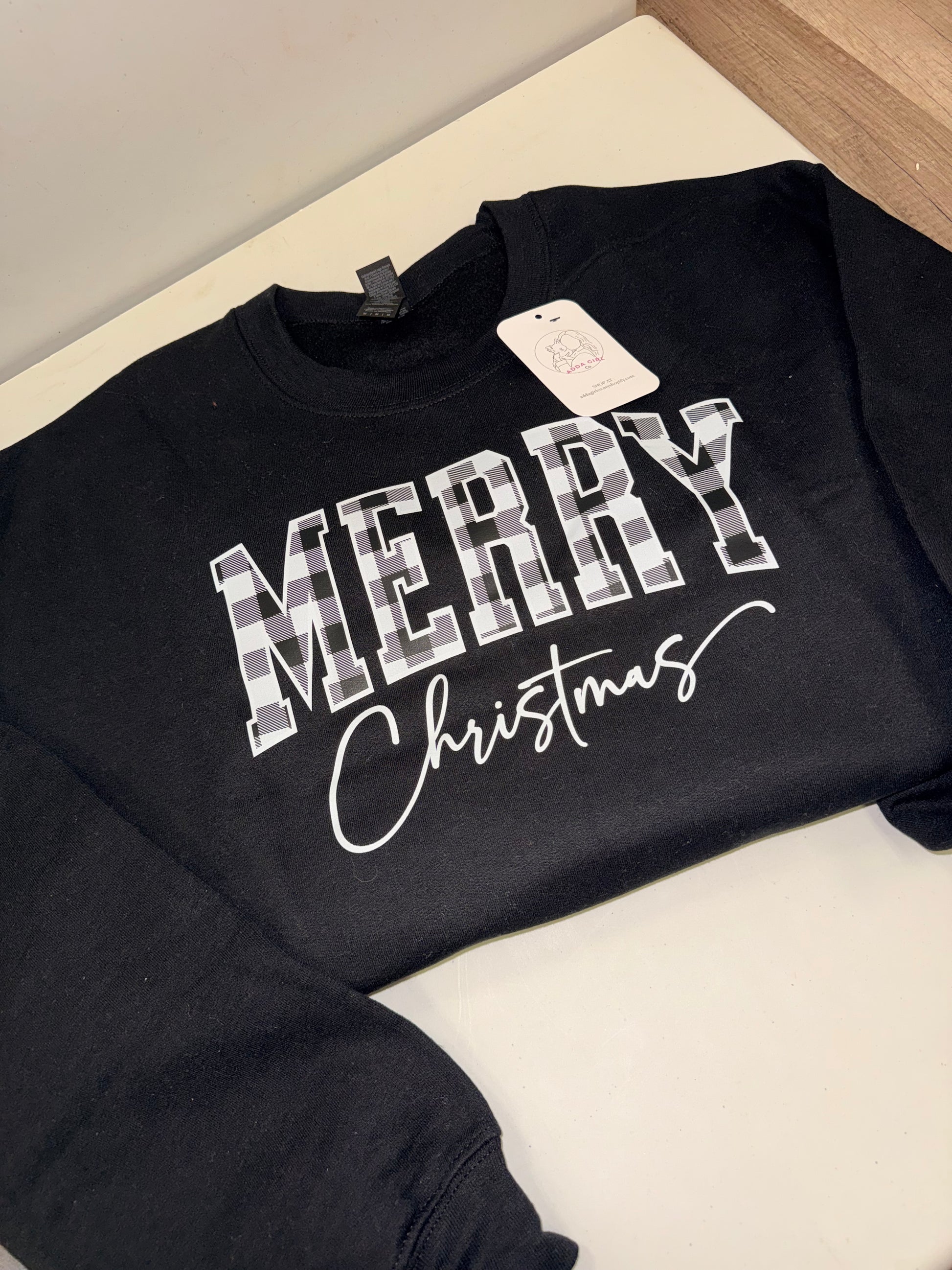 RTS Black Plaid Merry Christmas Crew