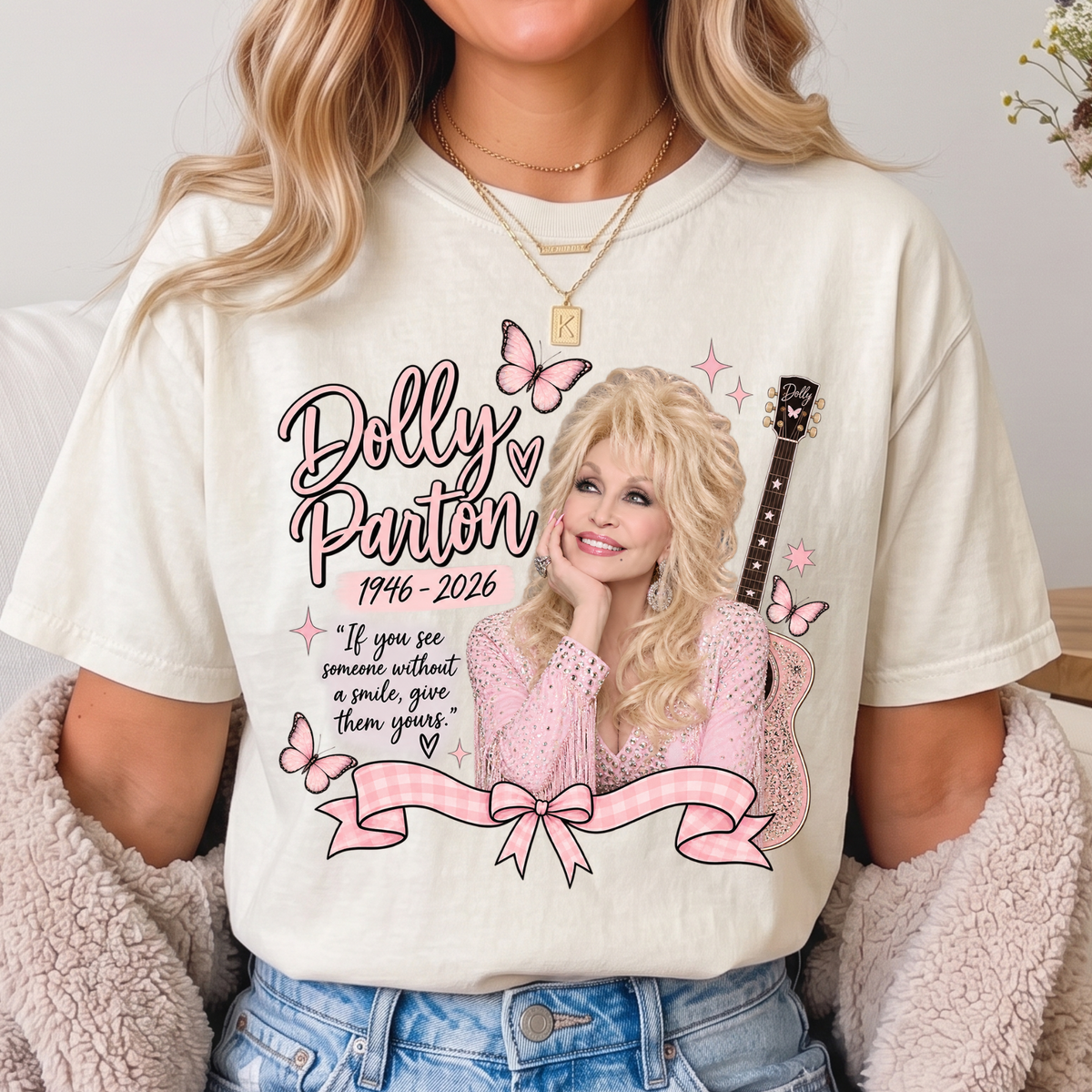 Dolly Memorial TEES (pastel pink butterfly)