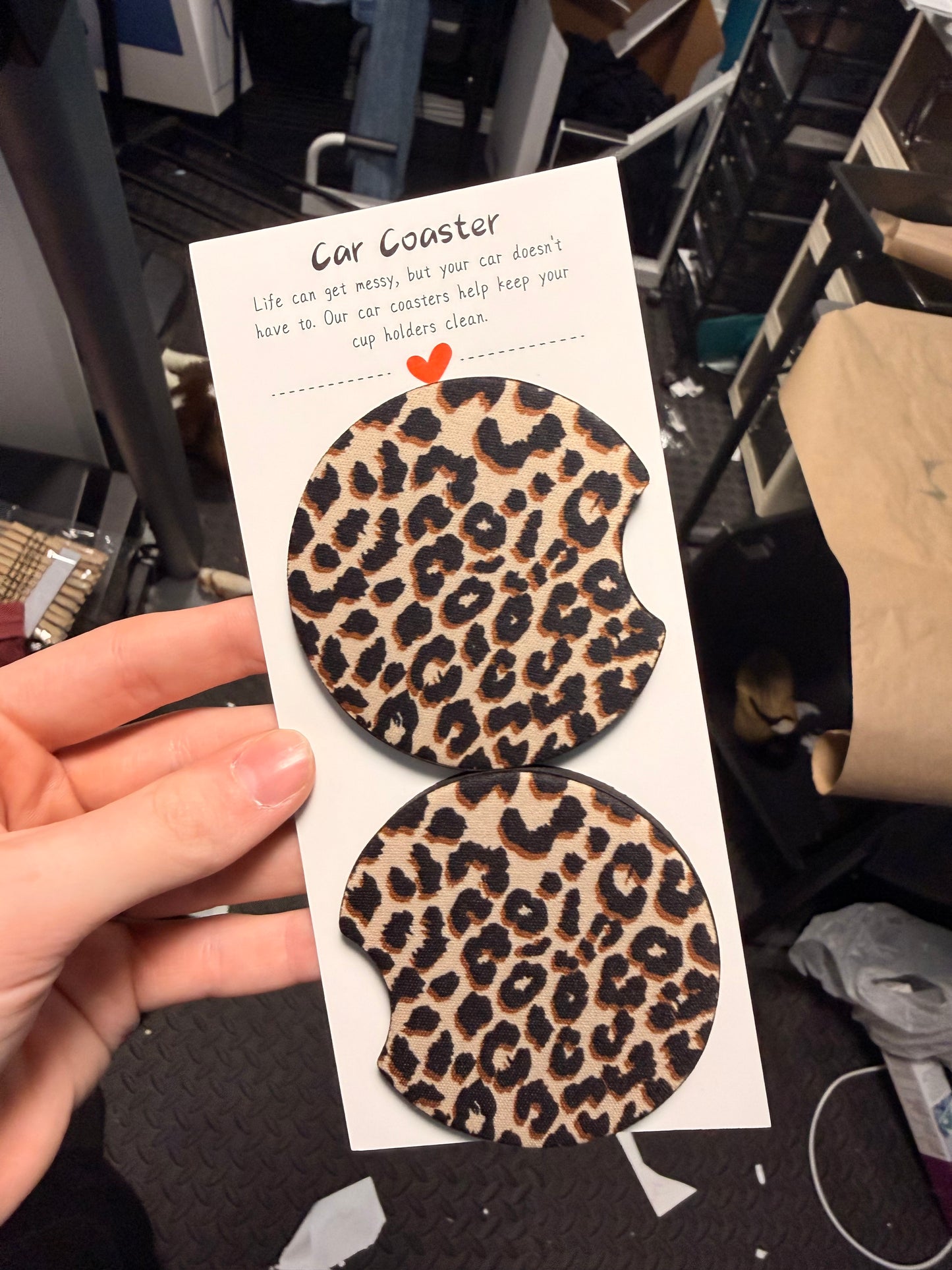 Tan Cheetah Car Coasters