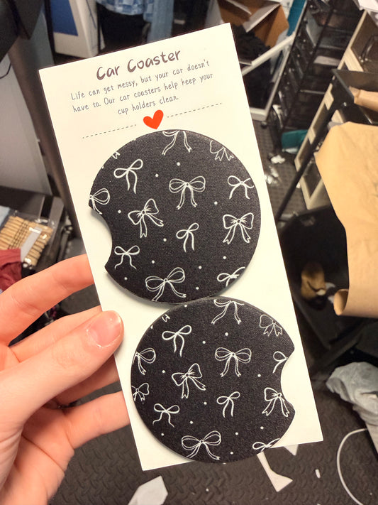 Black Bow Car Coasters