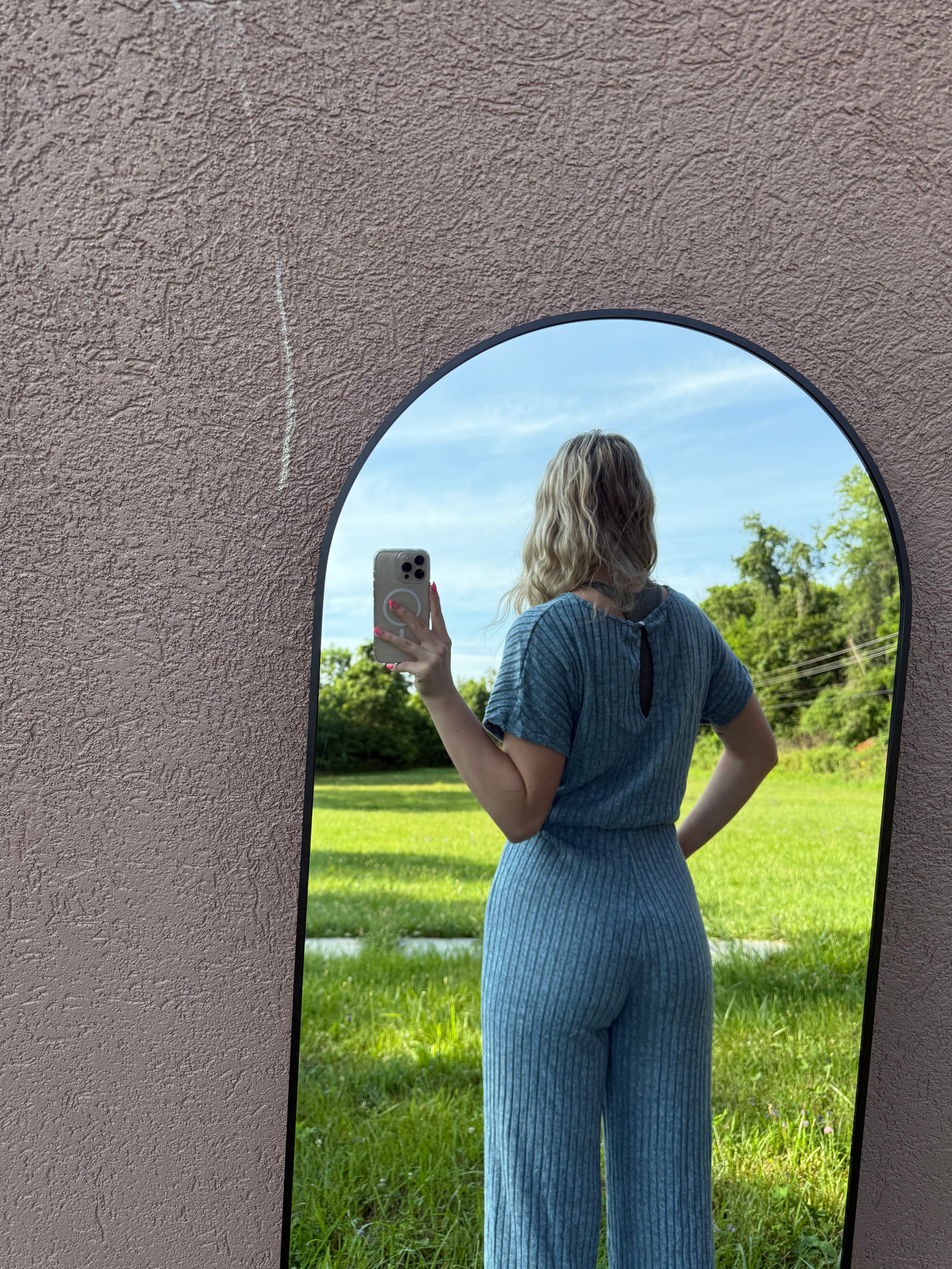 Dusky Blue Jumpsuit Wide Leg