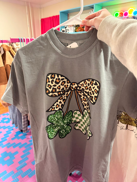 Leopard Bow + Shamrocks Tees