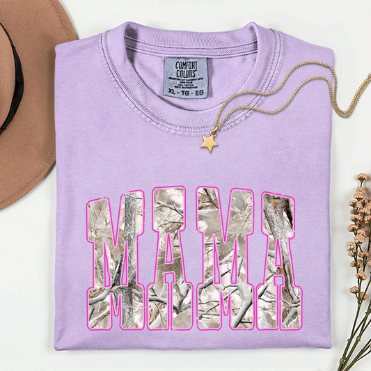 Neon Pink Camo Mama Tee + Crew