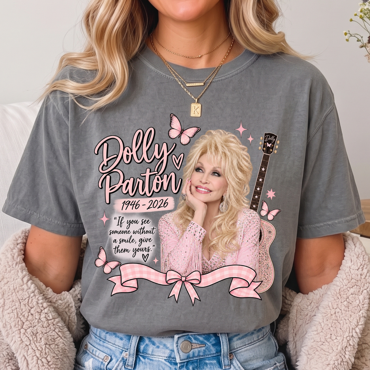 Dolly Memorial TEES (pastel pink butterfly)