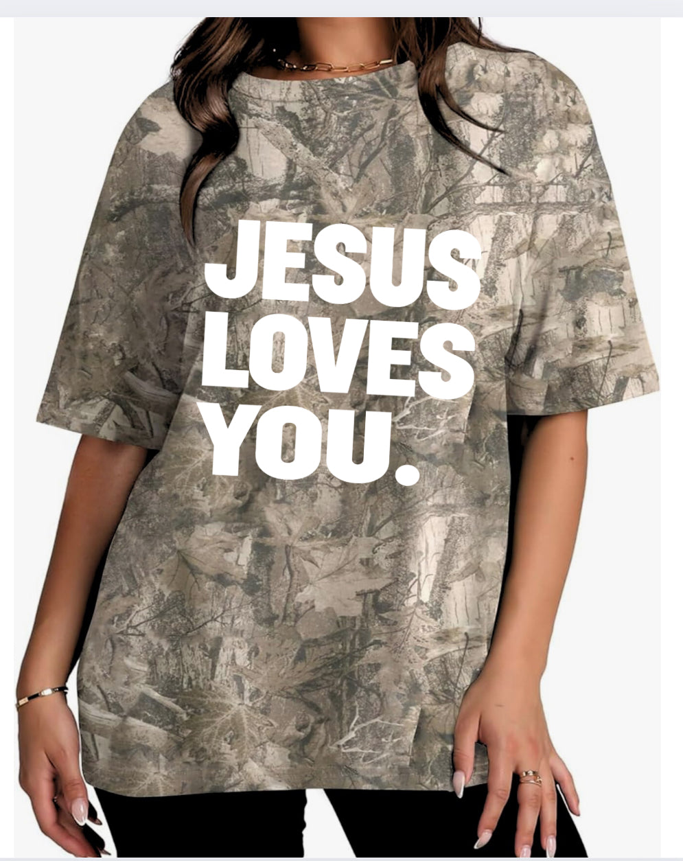 Camo Jesus Loves You Tee