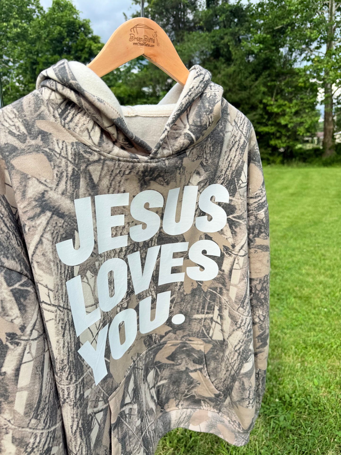 Camo Jesus Loves You Hoodie