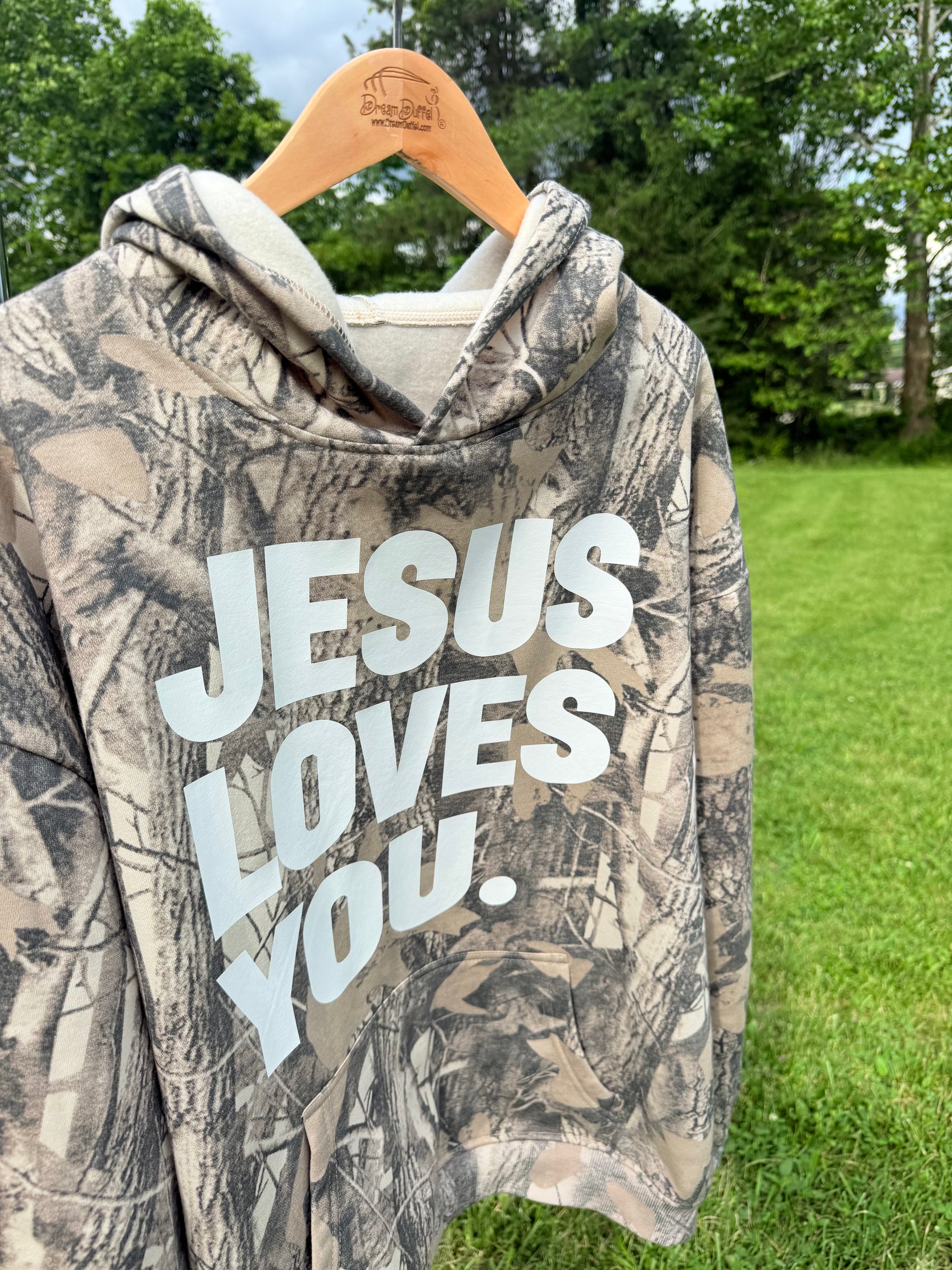 Camo Jesus Loves You Hoodie