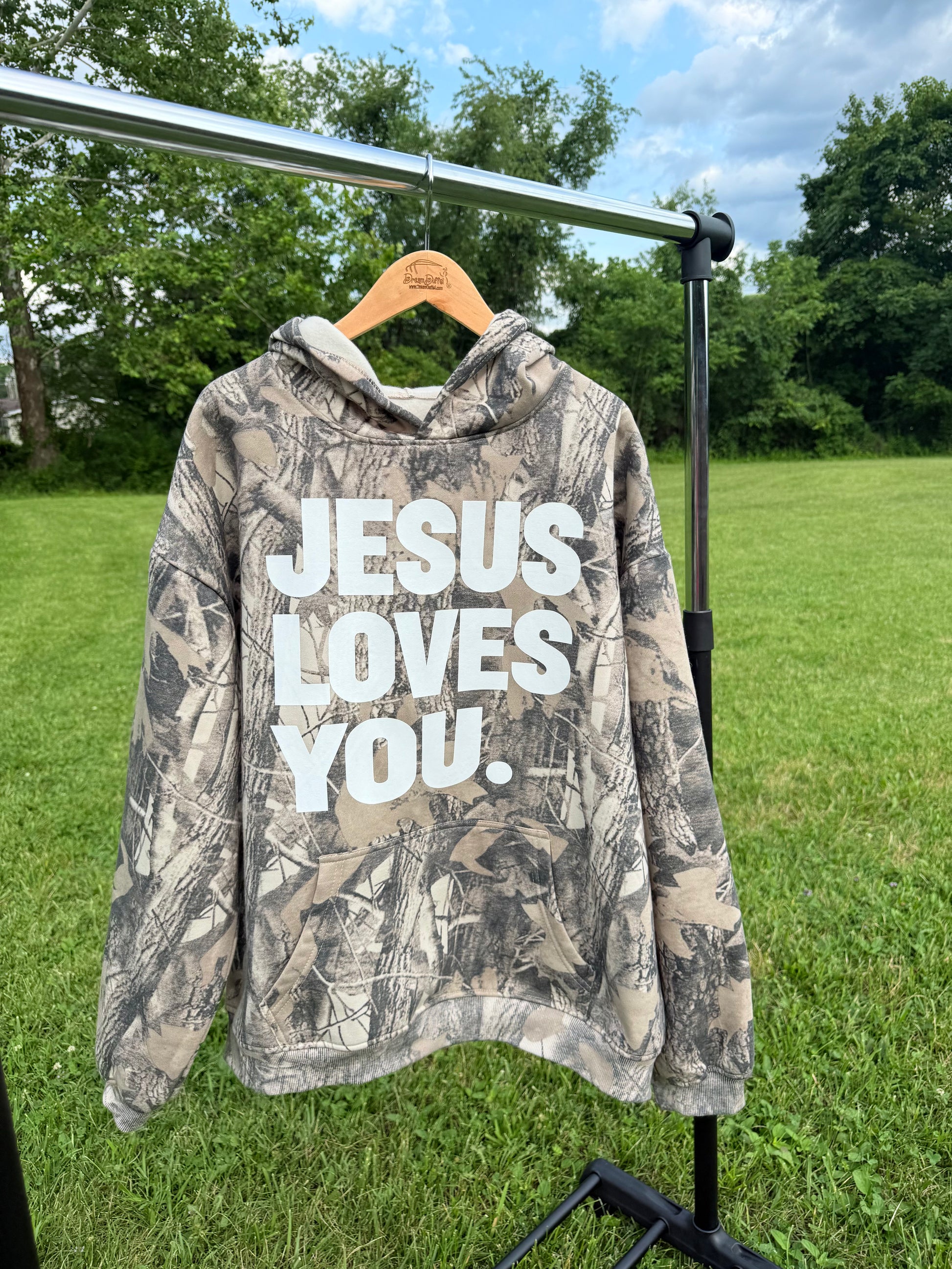 Camo Jesus Loves You Hoodie