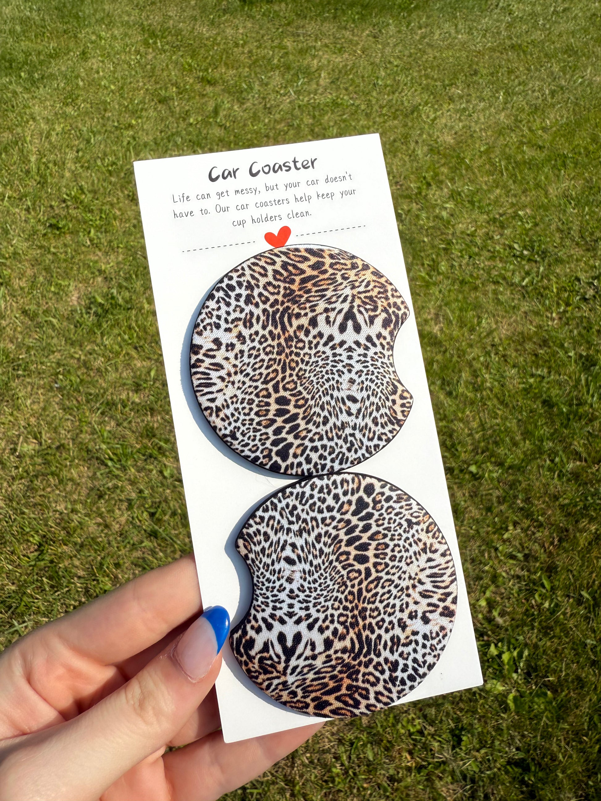 Leopard Print Car Coaster Set