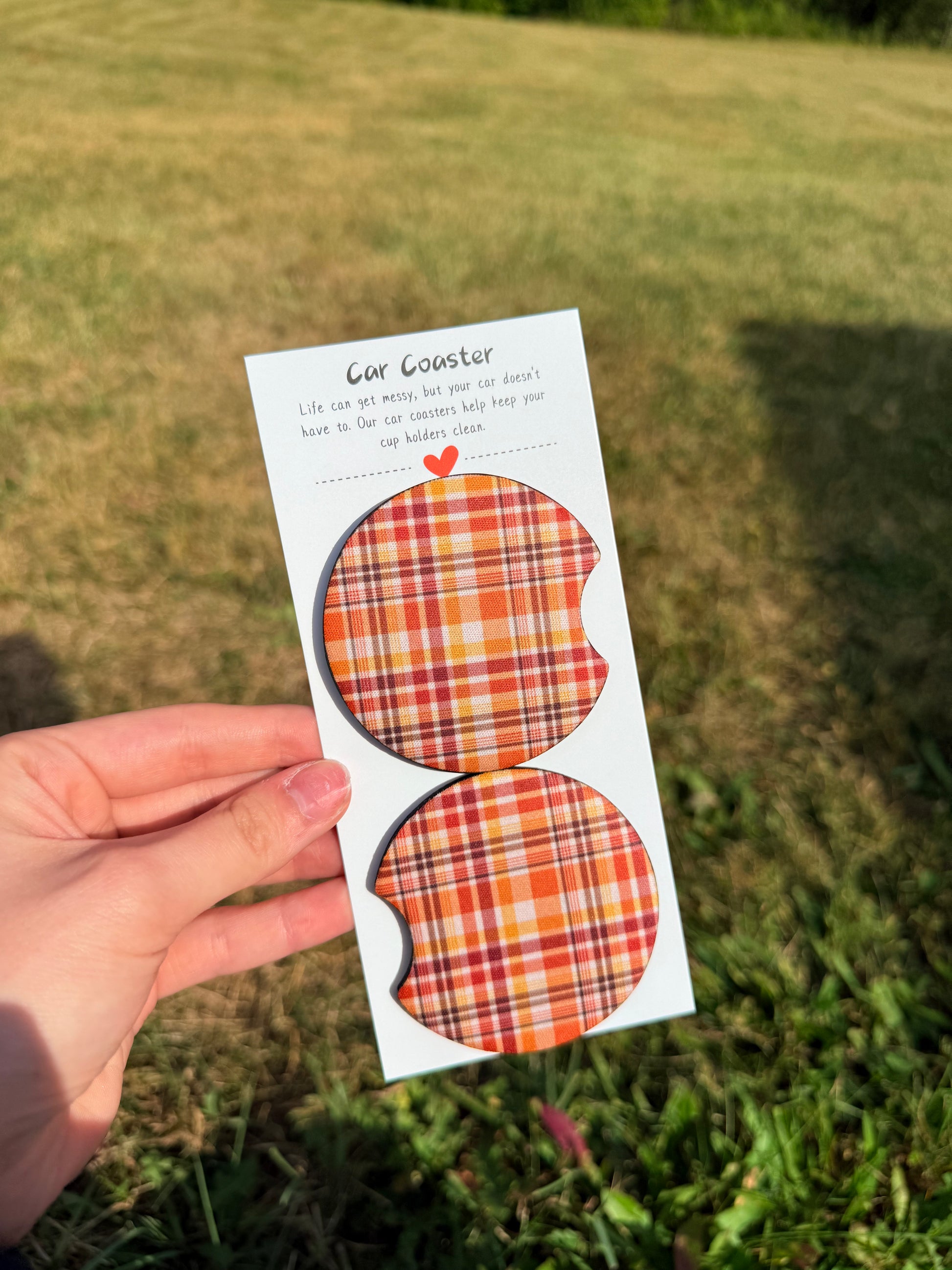 Fall Plaid Car Coasters