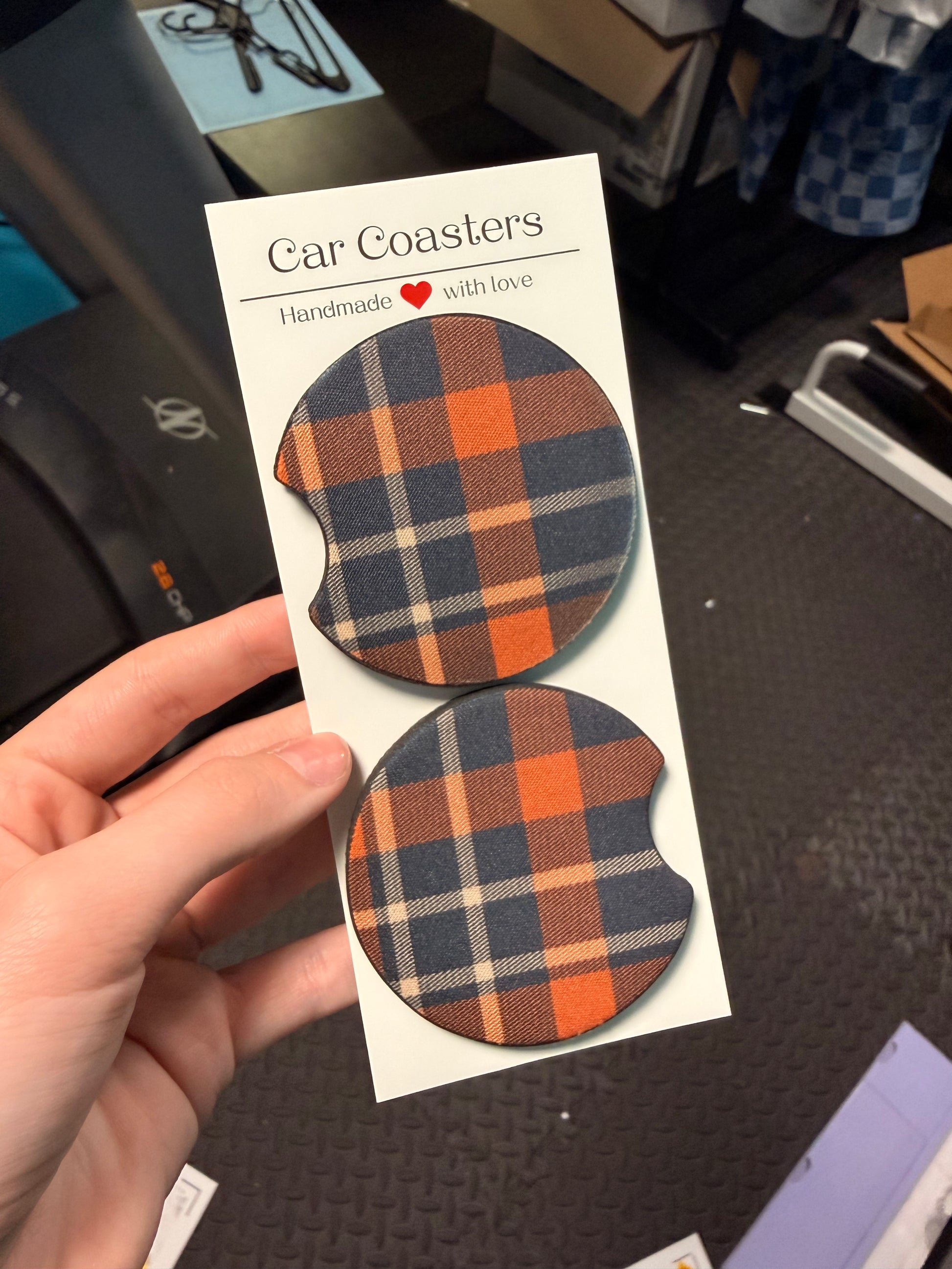 Cozy Flannel Car Coasters