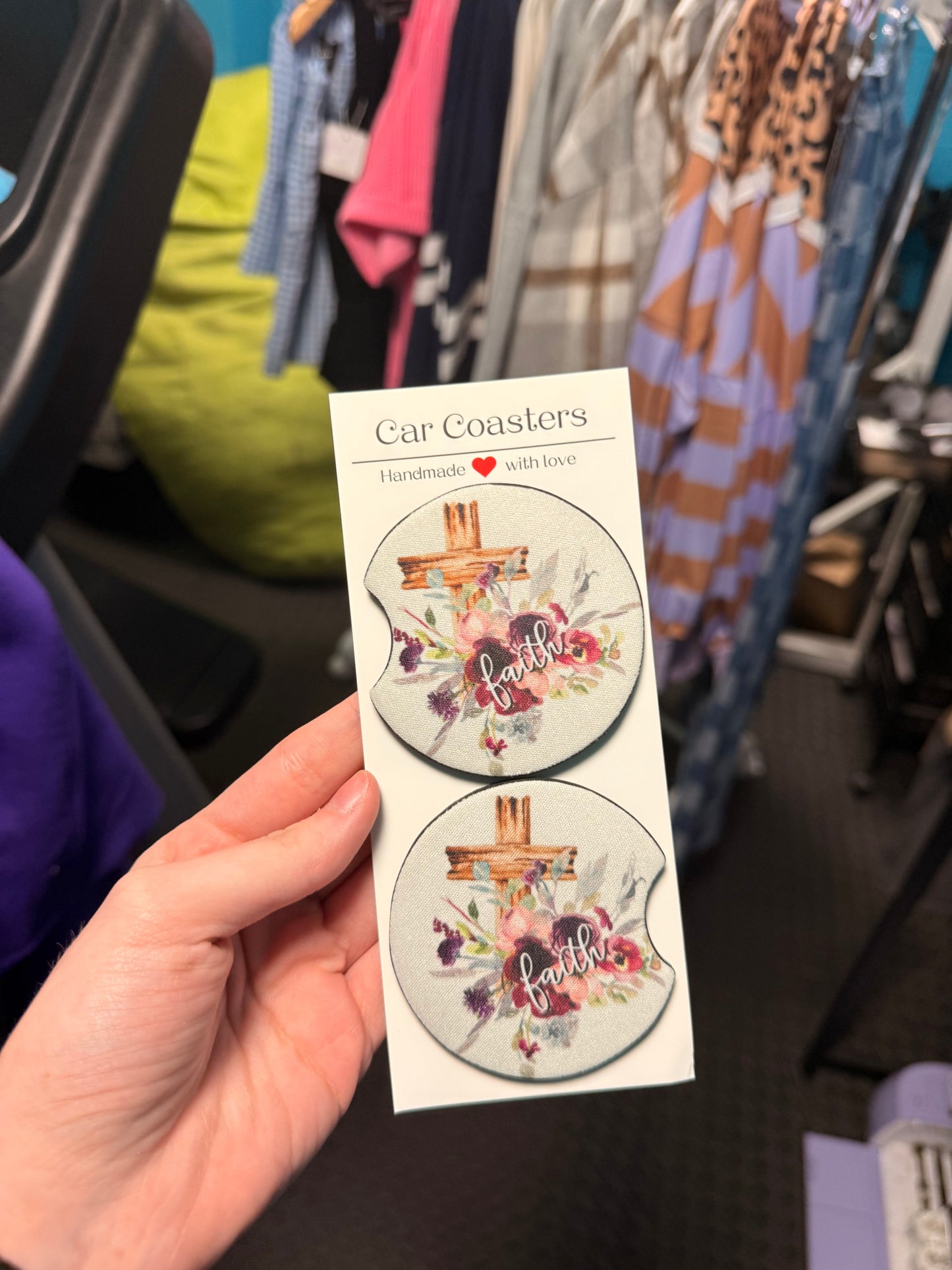 Faith Car Coaster Set