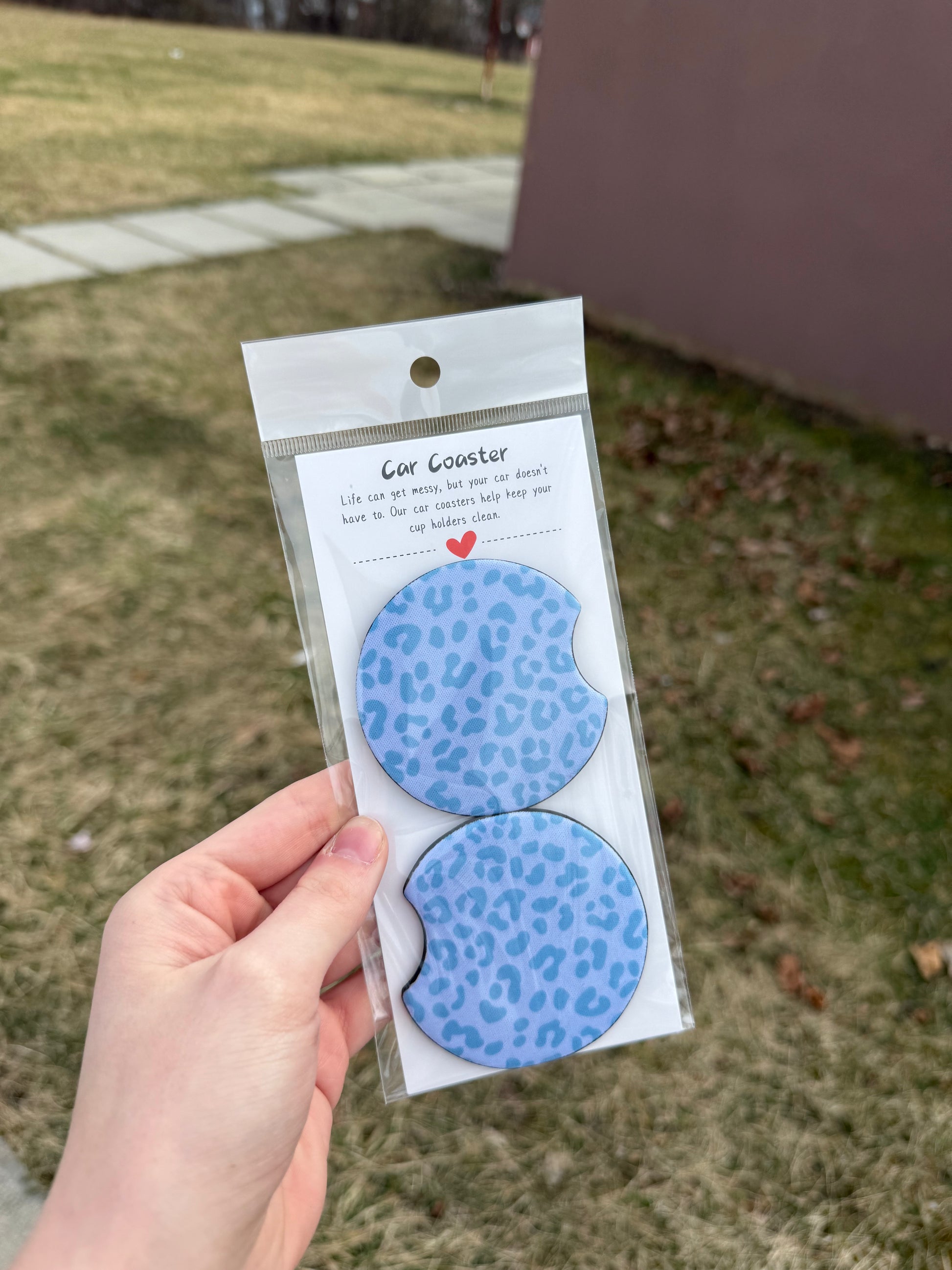 Blue Cheetah Car Coasters