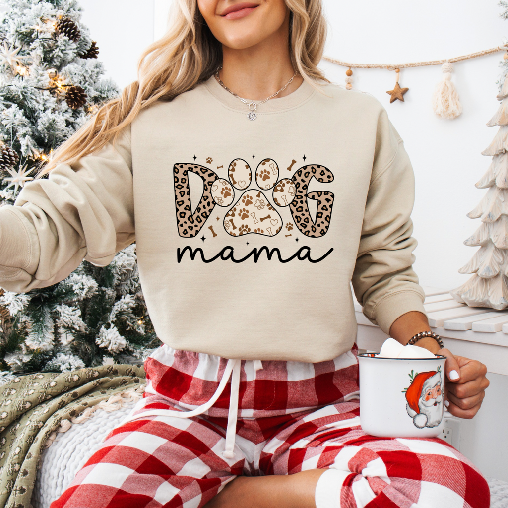 Dog Mama Cheetah Print Tee + Crew