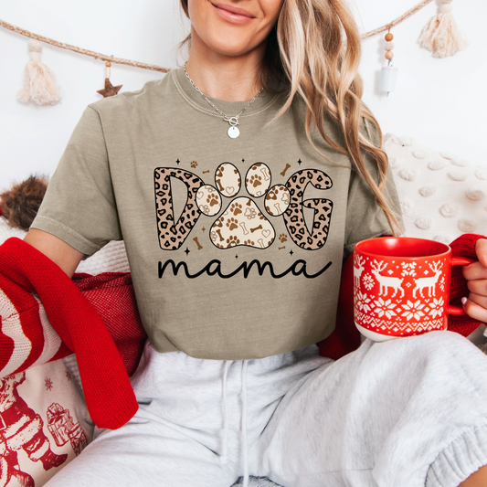 Dog Mama Cheetah Print Tee + Crew