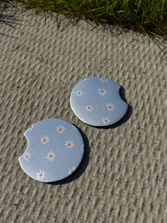 Blue Floral Car Coasters