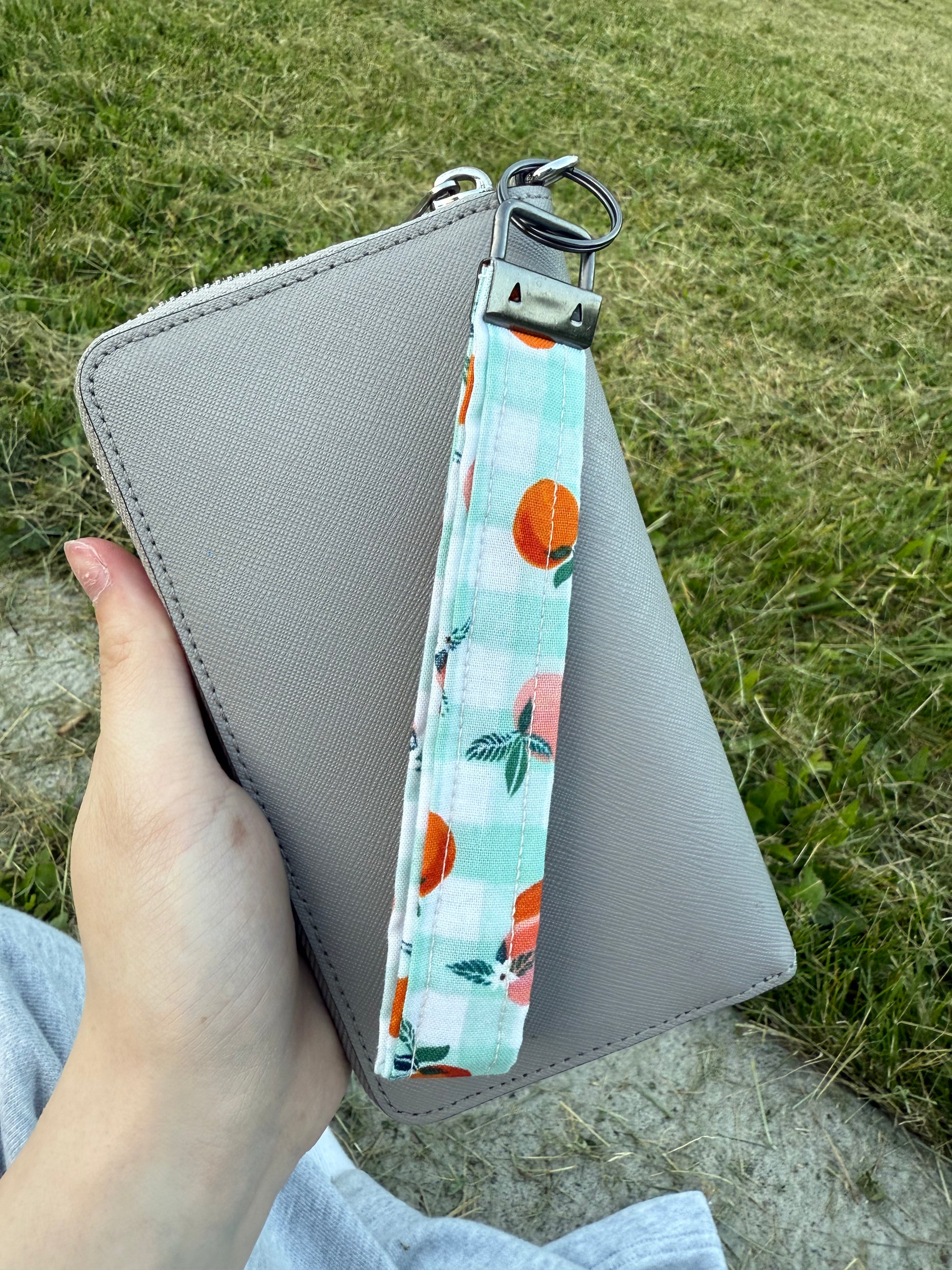 peach wristlet keychain