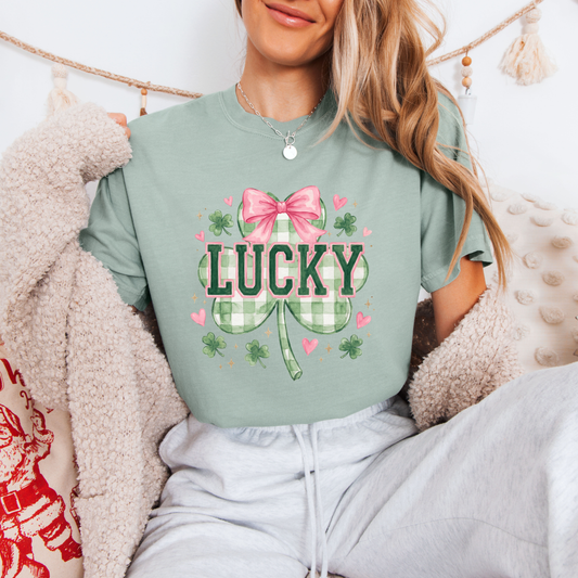 Lucky Checkered Clover Tees + Crews