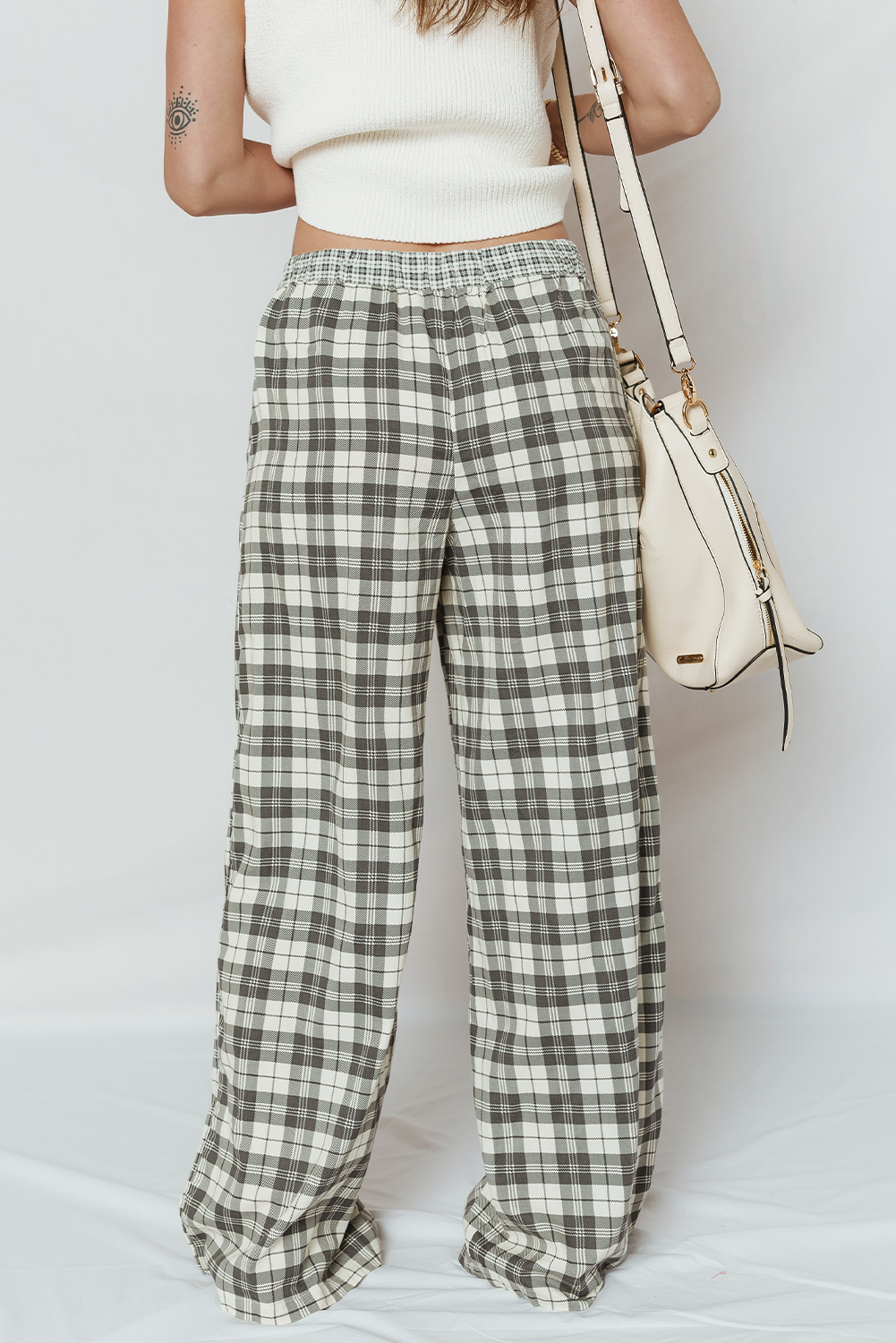 Frosted Plaid Silky Pj Pants